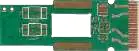 Green custom PCB with gold-plated edge connector, featuring surface mount components. Ideal for expansion cards and electronic interfaces.